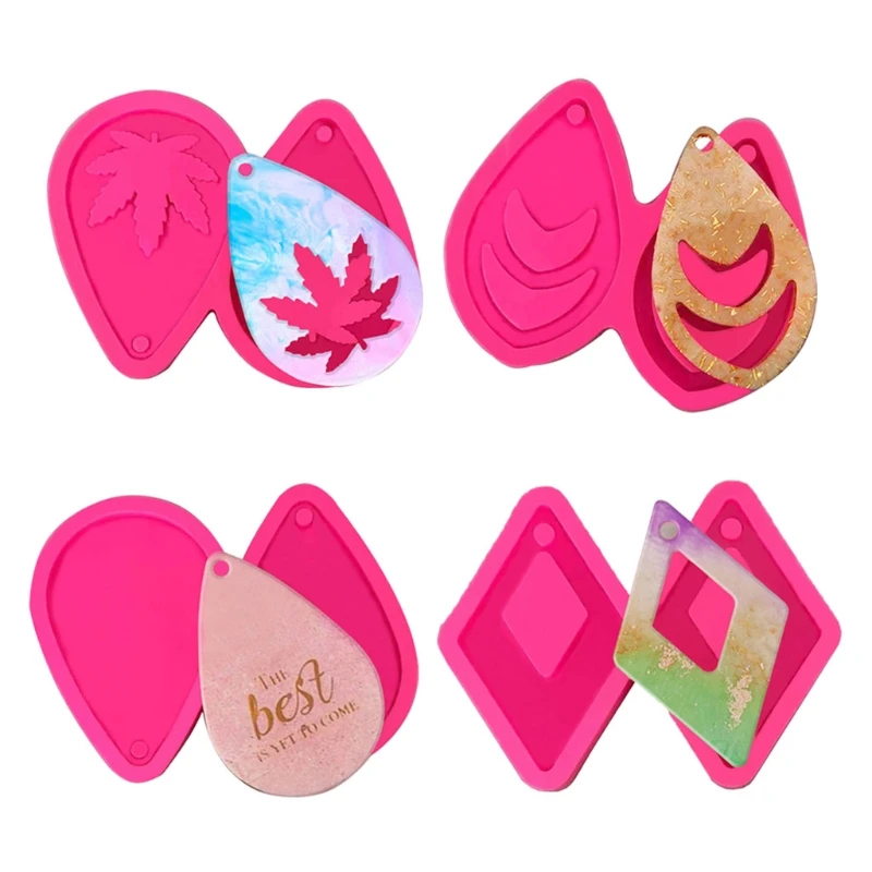 

4 Pcs Ear Pendant Casting Silicone Mould DIY Crafts Jewelry Making Tools Earrings Epoxy Resin Mold