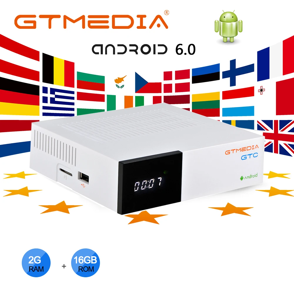 

GTMEDIA GTC Satellite Receiver DVB-S2/T2/S Android 6.0 Amlogic 2GB 16GB support OTA Set top Box Decoder Receptor