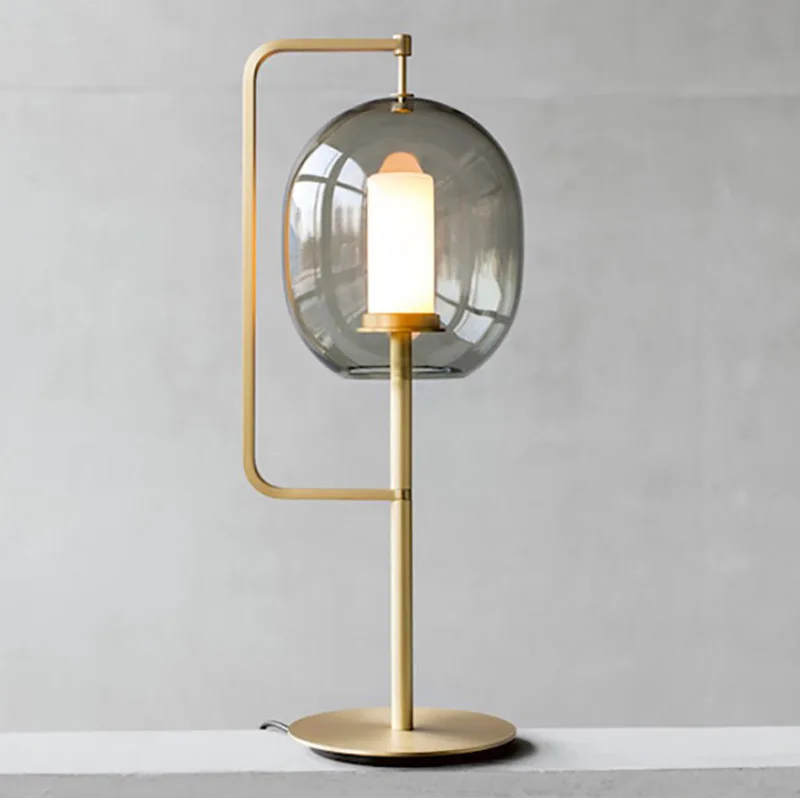 

Nordic Designer Glass Lantern decorative desk lamp American simple study bedroom living room fashionable desk lamp