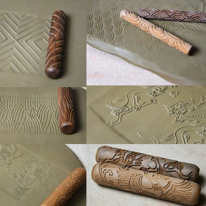 

Pottery Tools,Wooden Handle Rollers Clay Modeling Pattern Rollers Kit Pottery Tools Set with orted Patterns 10Pcs