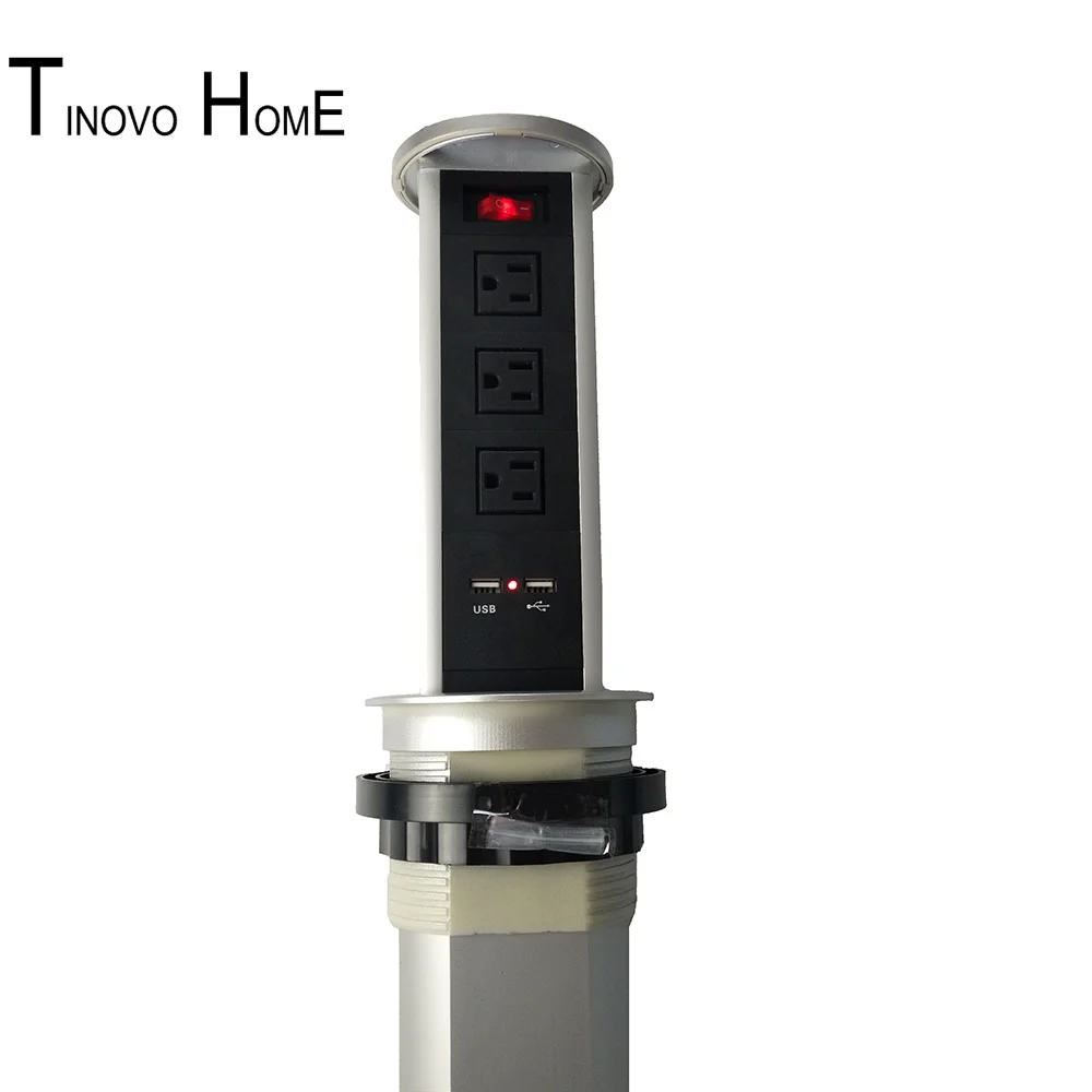 Пневматическая Выдвижная настольная розетка/3 позиционная американская