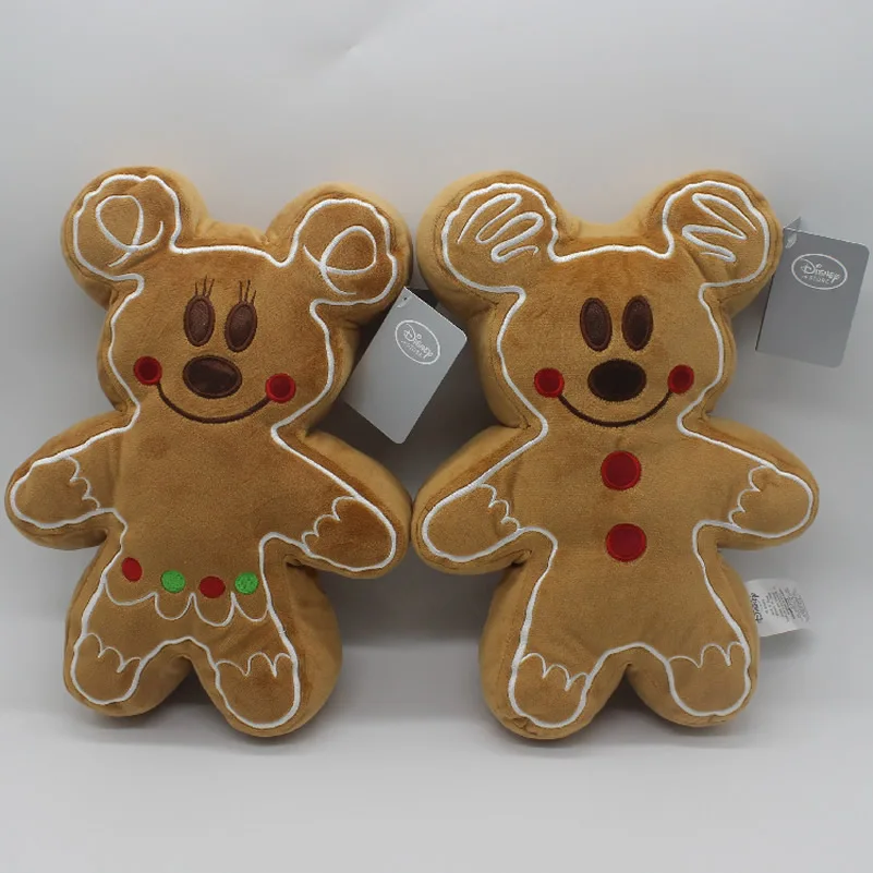 

Cartoon 32cm Mickey And MinniMouse Gingerbread Man Plush Toys Stuffed Baby Appease Doll Biscuits Man Pillow for Kids Gift
