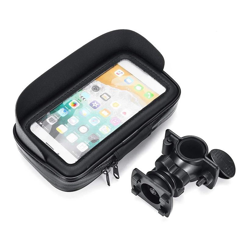 waterproof bicycle motorcycle mobile phone bag holder cycling rearview handlebar case phone support gps mount for iphone 8 xs 11 free global shipping