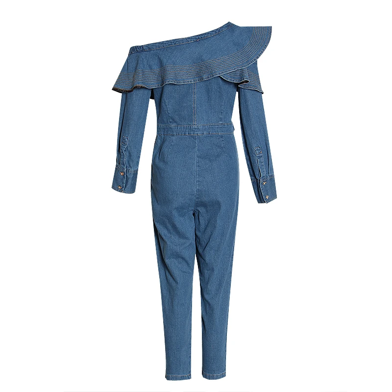 TWOTWINSTYLE Лоскутные Асимметричные женские Комбинезоны на одно плечо с длинным