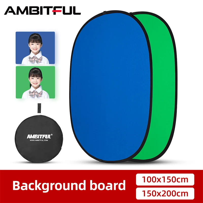 AMBITFUL 2 в 1 100x150 см или 150x200 Овальный Синий Зеленый Складной студийный фото фильм