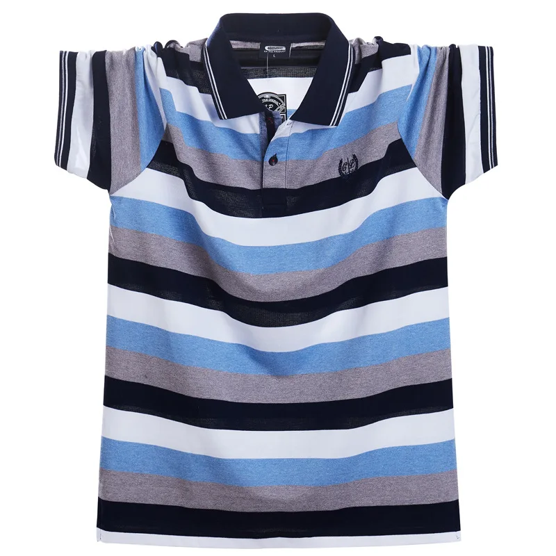 Мужские рубашки поло летние полосатые хлопковые мужские деловые повседневные с