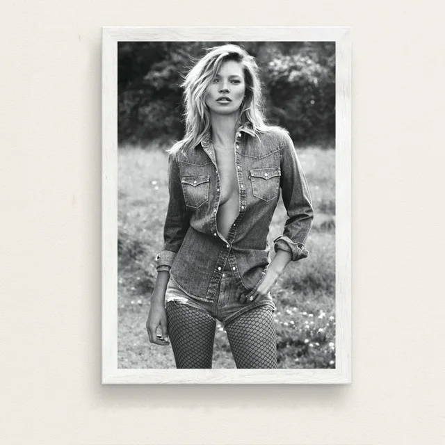6 Kate Moss супер модель звезда Мода сексуальная B& W художественная живопись Шелковый Холст плакат настенный домашний декор - Цвет: 6