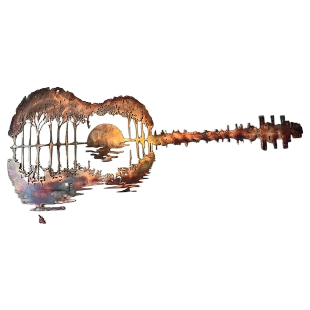 

Retro Wall Decor Crafts Abstract Guitar Metal Pendants Ornaments Guitars Paintings 1pc Home Living Room Decoration