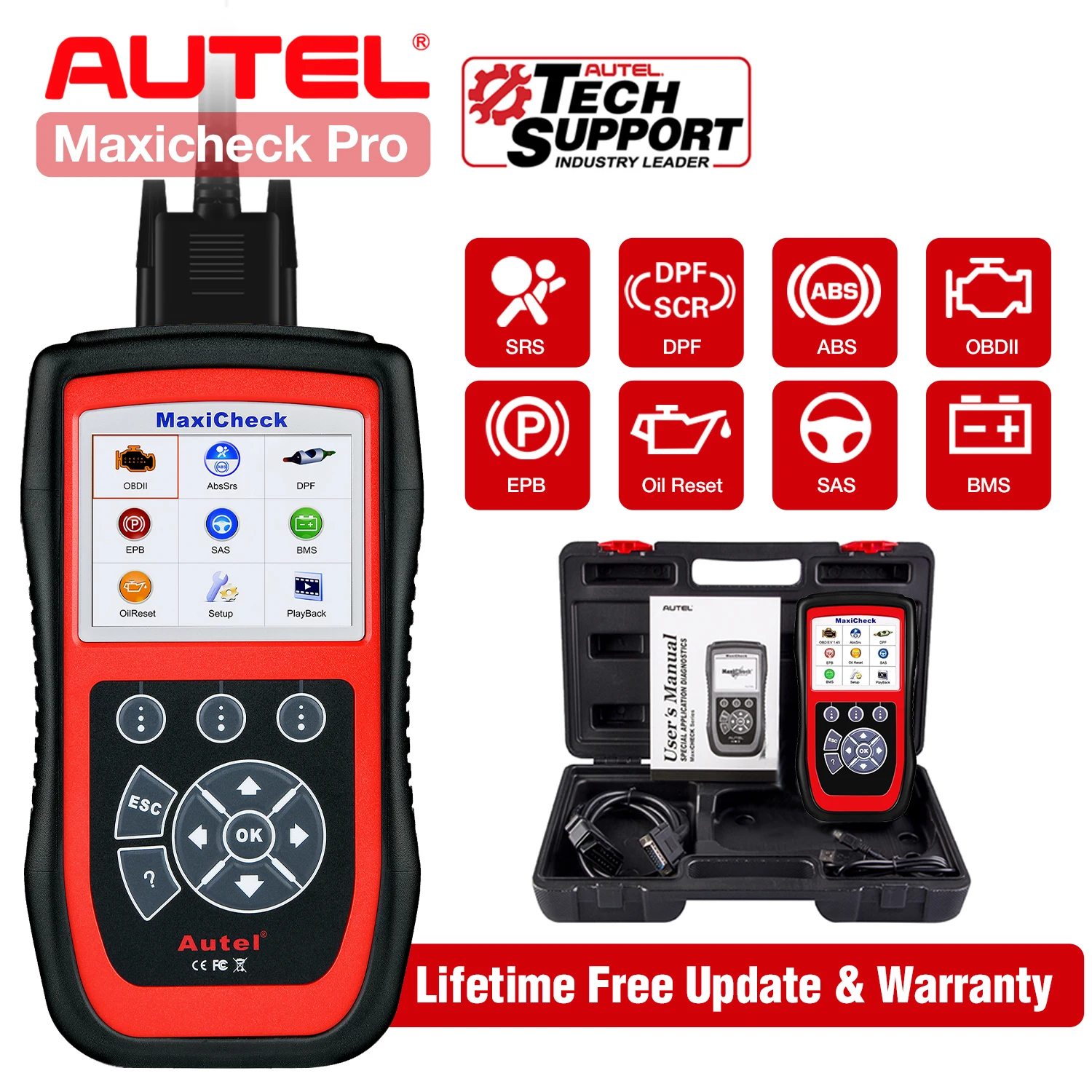 

2021 Autel MaxiCheck Pro OBD2 Scanner Car Diagnostic Tool With ABS Auto Bleed/SRS Airbag/Oil Reset/SAS/EPB/BMS Code Scanner