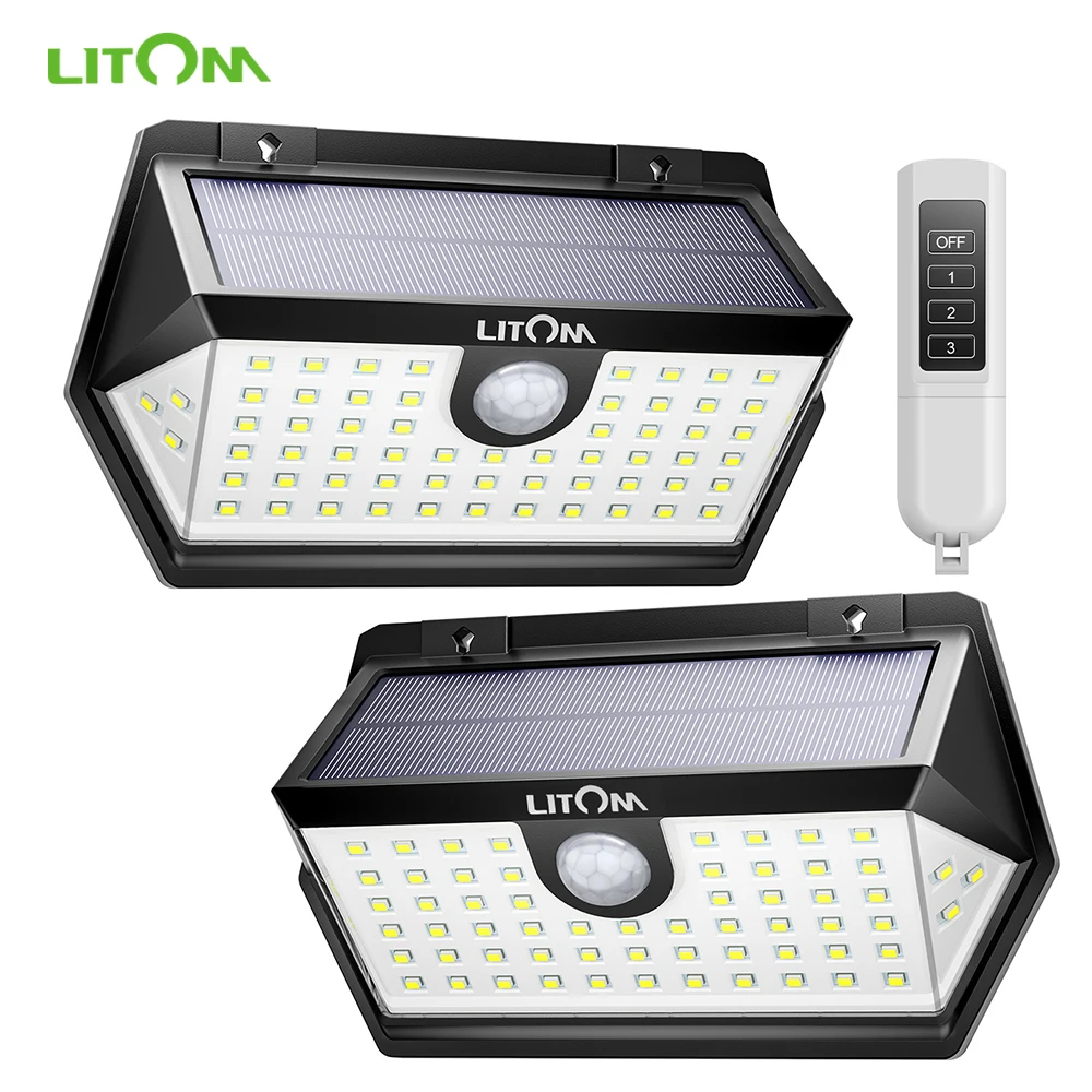 2 шт. LITOM 63 светодиодный движения PIR Сенсор солнечного света IPX7 Водонепроницаемый