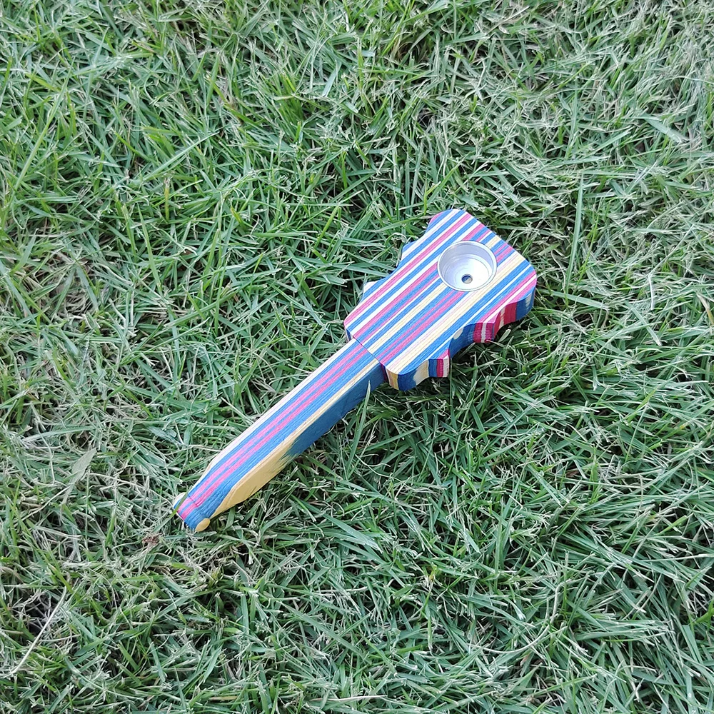 

COURNOT Creative Guitar Handmade Rainbow Wood Pipe 112 MM With Metal Bowl Smoking Pipe Pocket Size Wood Tobacco Pipe