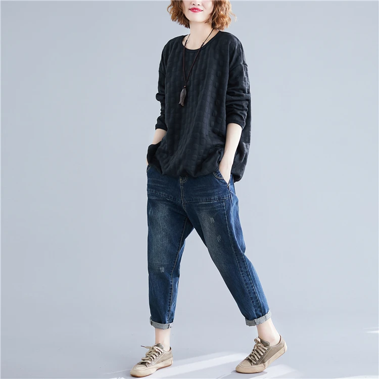 

BIG SIZE 4XL Autumn Winter Women Fashion 3D Dots Tops Ladies Female Plus Large Long Sleeve Loose Casual Cotton Thick Sweatshirt