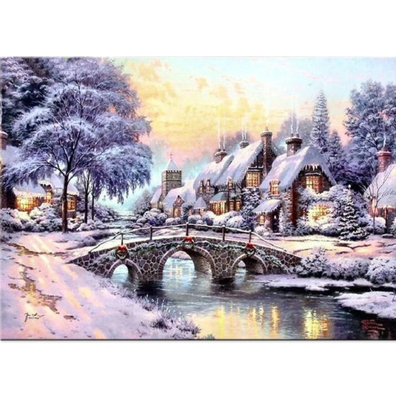 Алмазная вышивка Зимний мост сделай сам алмазная живопись крестиком мозаика