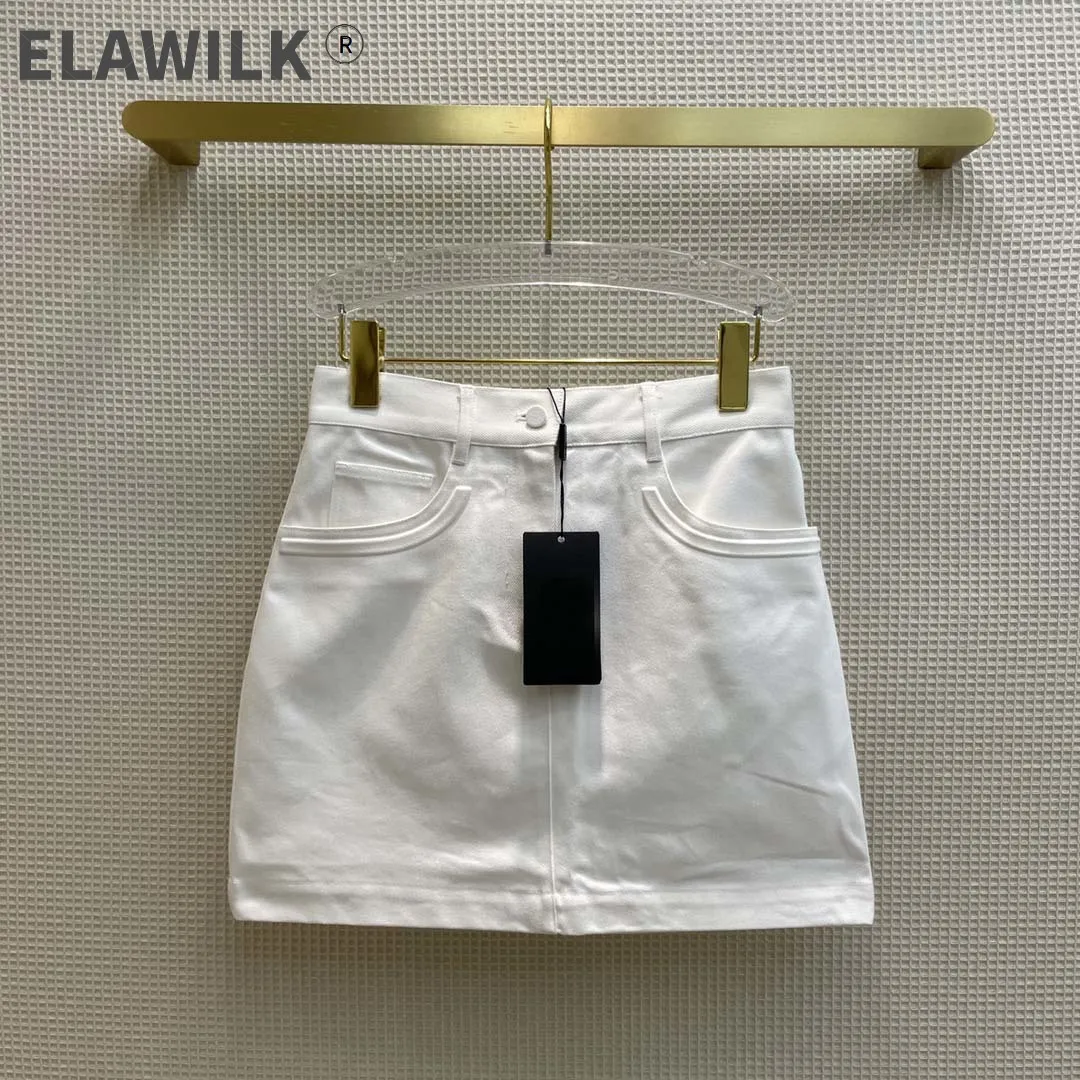 

2021 летние белые джинсовые юбки для женщин, высококлассные Брендовые прямые облегающие мини-юбки с высокой талией, высококачественные попул...