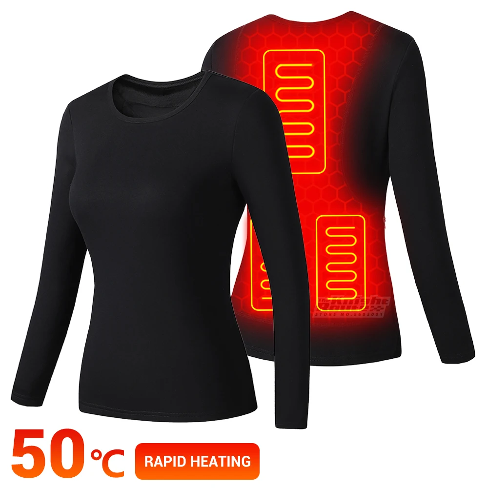 

Winter Heated Jacket Women's Ski Suit For Women Electric USB Battery Powered Heated Thermal Underwear Fleece Heating Jacket