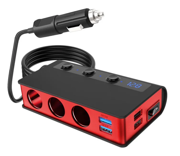 

180 Вт 12 В/24 В QC 3,0 адаптер для прикуривателя 7 в 1 с 3 розетками разветвитель прикуривателя и 4-портовым USB-портом для зарядки s