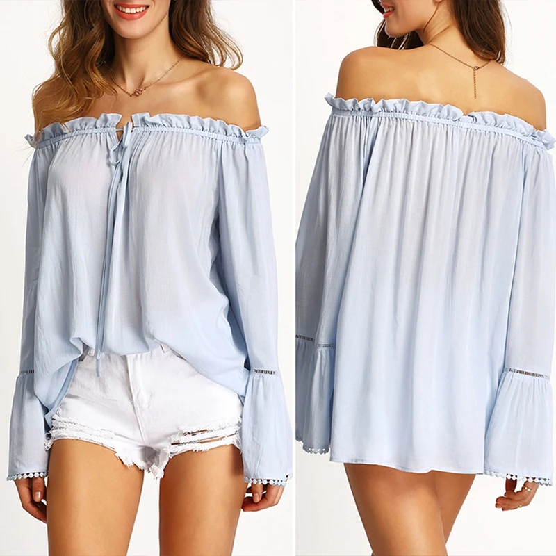 

Women's Slotted Collared Sleeve Shirt Blue