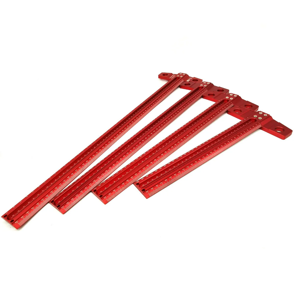 

300/400/500/600mm Woodworking Square 1mm Per Hole Marking Guage Aluminum Alloy 90 Degree T Ruler Scriber for Carpenters