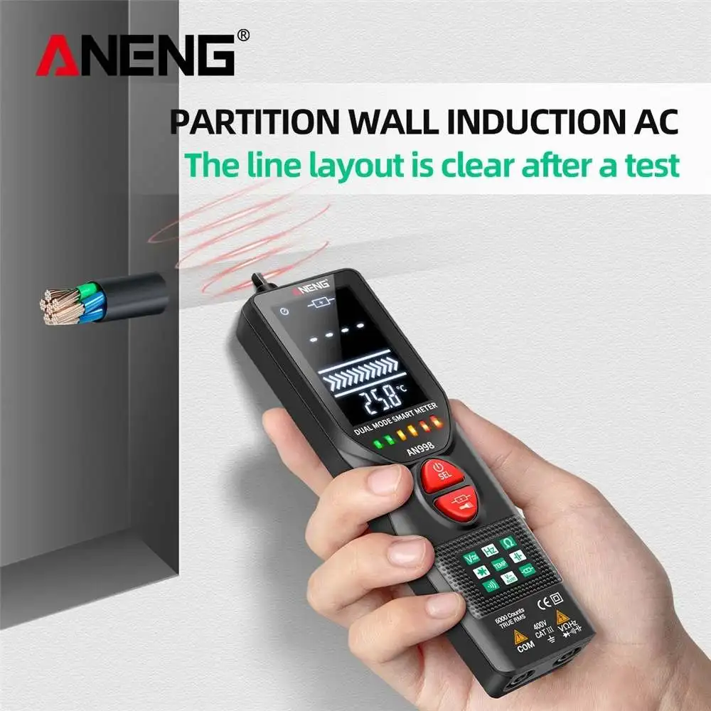 

ANENG AN998 Digital Professional Multimeter 6000 Counts Portable Temp Ohm Hz Detector Smart Auto Range AC/DC Voltmeter