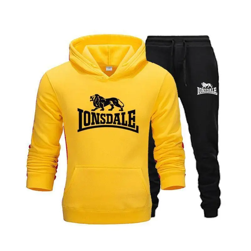 

Brand Tracksuit Men's Fashion Hoodie 2021 Men's Suit Sweatshirt + Sweatpants Spring and Autumn Fleece Hooded Pullover Two-piece
