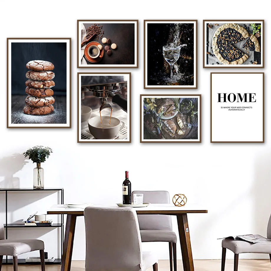 

Cookies Coffee Macaron Pizza Wall Art Canvas Painting Nordic Posters And Prints Wall Pictures For Living Room Restaurant Decor