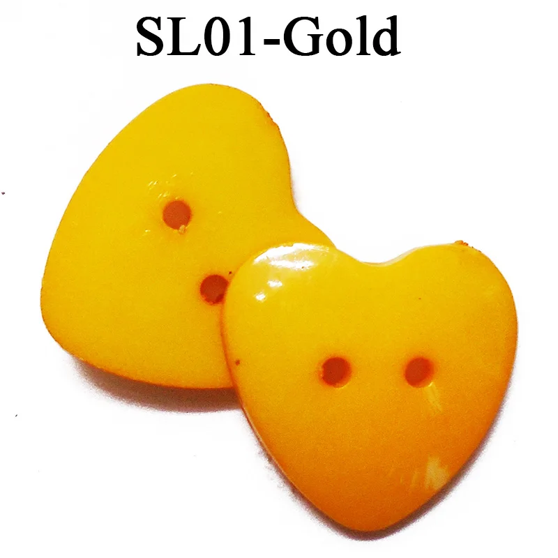 SL01-gold ZIEENE 5 шт.-50 шт Смешанные 12 Цветов, украшенная большим сердечком; Пластик кнопки 25X25 мм Diy Швейные Скрапбукинг для детей ручной работы с 2 отверстиями - Цвет: SL01-gold