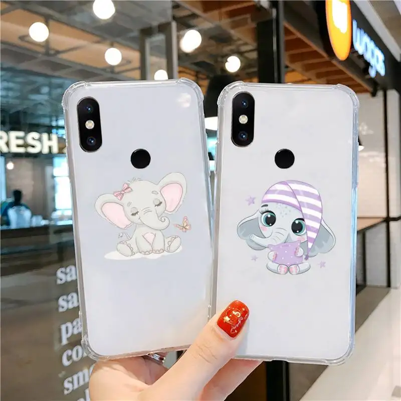 

Cute hippo cartoon Elephant Phone Case Transparent for Xiaomi cc max mix note 3 2 6 8 5 10 11 9 10 play x s se lite pro