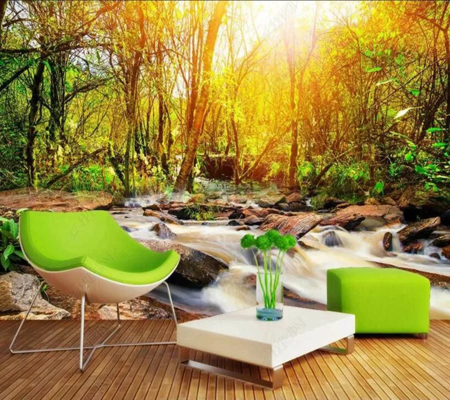 Papel de parede Fantasy Forest Waterfall 3d wallpaper mural,iving room ...