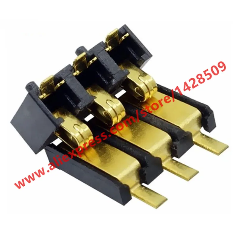 

10pcs 3pin Male Socket 2.5mm Pitch Gold Plating Positive Voltage Shrapnel Battery Connector with Band Fixed Piont 4.3mm Height