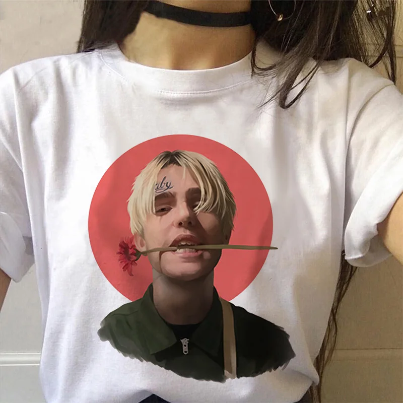 90s Графический Корейская одежда Lil открытым Футболка Harajuku в стиле хип хоп