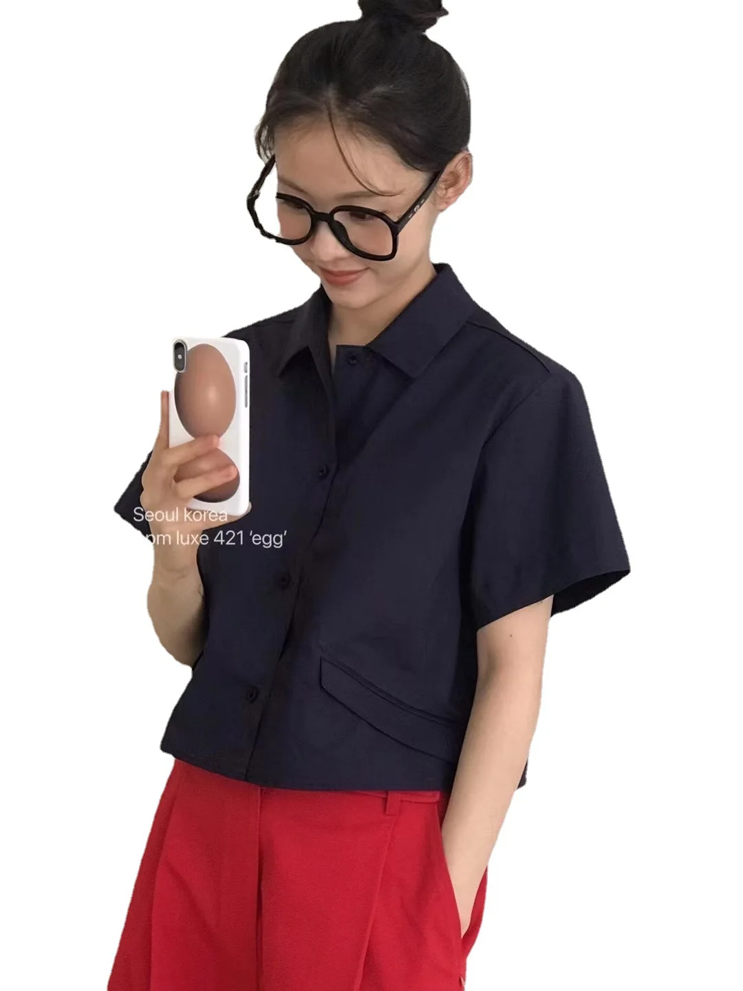 

2021 summer new style Korean version trendy fashion shirt design niche short-sleeved top women