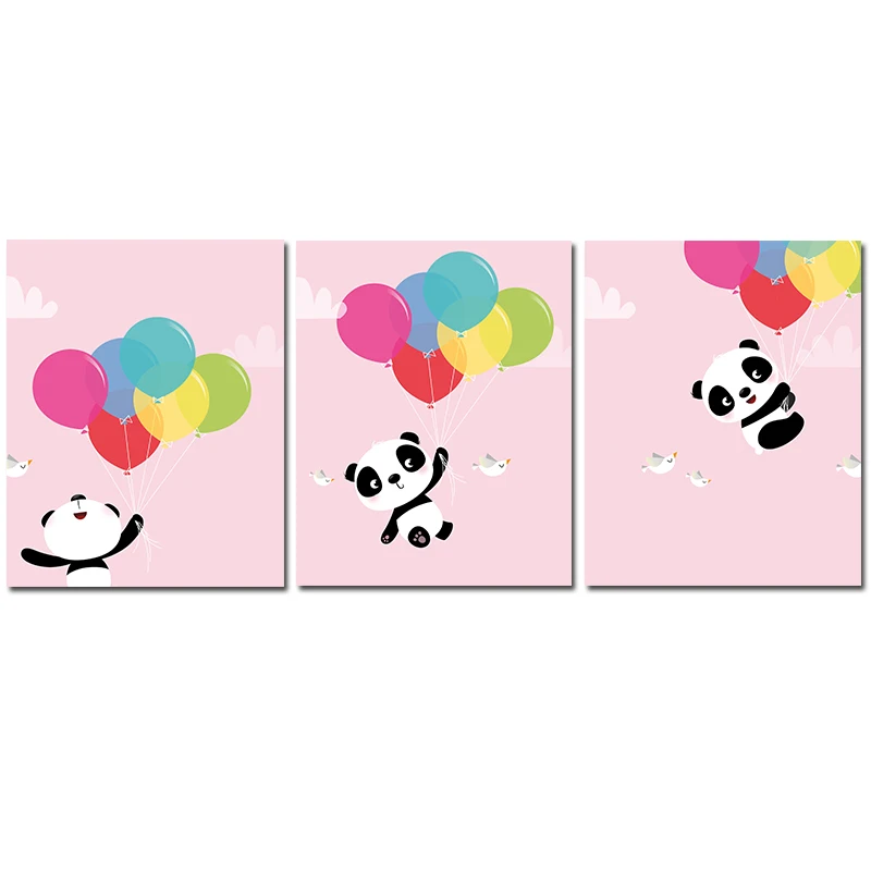 Панда для девочек детская Настенная картина животные холст плакат мультфильм