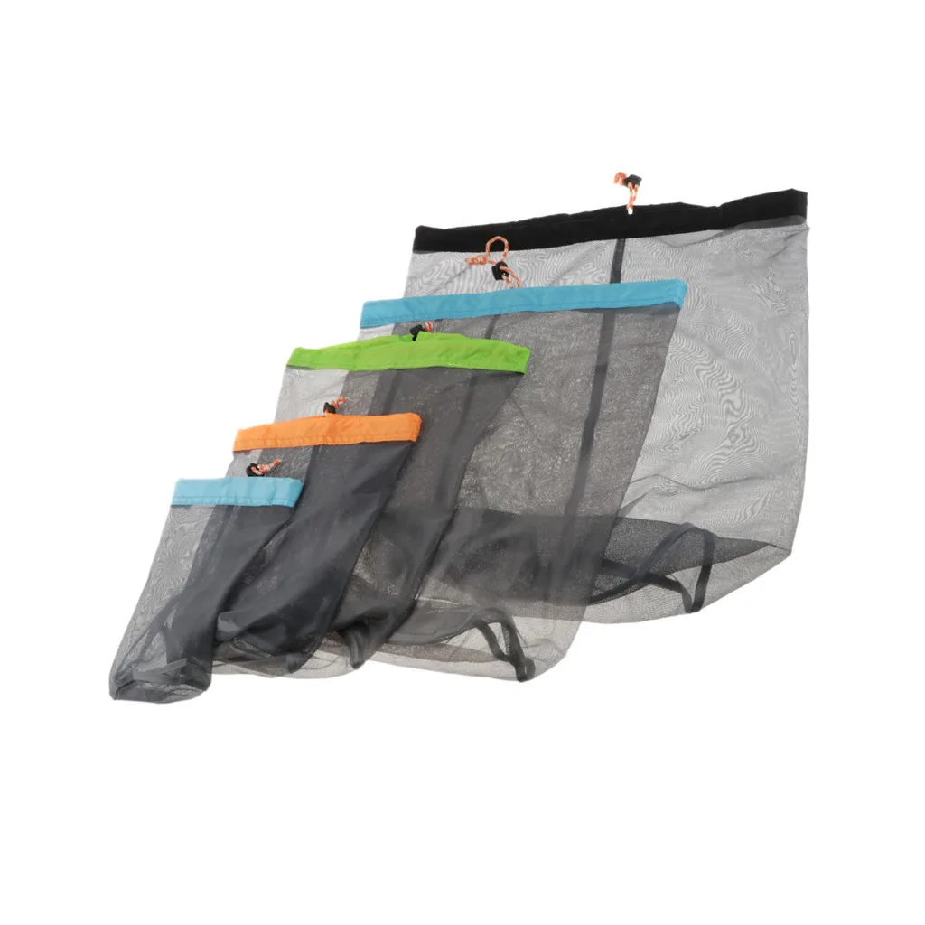 

5 Pcs Ultra-light Mesh Stuff Sack, Mutlifunctional Storage Bag for Travel Outdoor Camping Accessories Organizer
