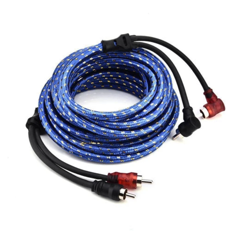

5M 2 Rca To 2 Rca Plug Car Stereo Audio Cable Amplifier Braided Tool