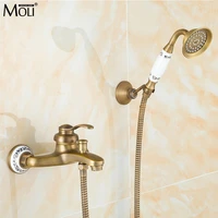moli wall mounted antique brass bronze brushed bathtub faucet with hand shower bathroom shower faucets torneiras