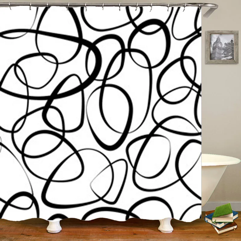 Модная черно-белая монохромная мозаичная занавеска для душа в ванную комнату