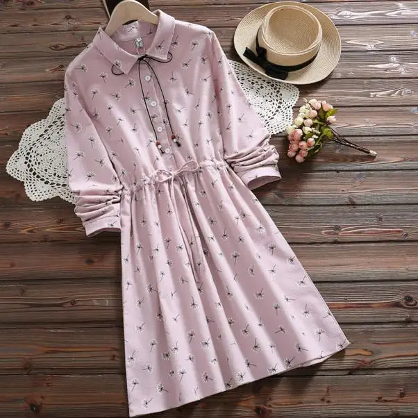 Весеннее женское милое платье в японском стиле преппи розовое зеленое на