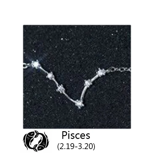 Pisces Trustdavis Настоящее 925 пробы Серебряный Кристалл Телец Козерога Скорпион 12 Созвездие браслет для женщин Свадебные украшения - Окраска металла: Pisces