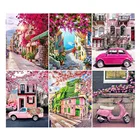 Яркая алмазная живопись YI, пейзаж, уличная Алмазная вышивка, сад, Вишневое дерево, мозаика, картина Стразы, искусство, домашний декор