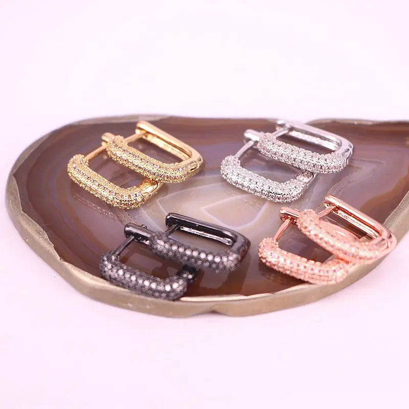 

5Pairs, 14*18MM, NEW Hoop earrings for women CZ Gold Silver Color Geometric Rectangle Earring small earrings