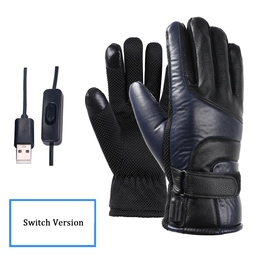 

PU Leather Skiing Windproof Electric Heated Gloves Climbing Hand Warmer Winter Motorcycle Outdoors Rechargeable Waterproof Adult