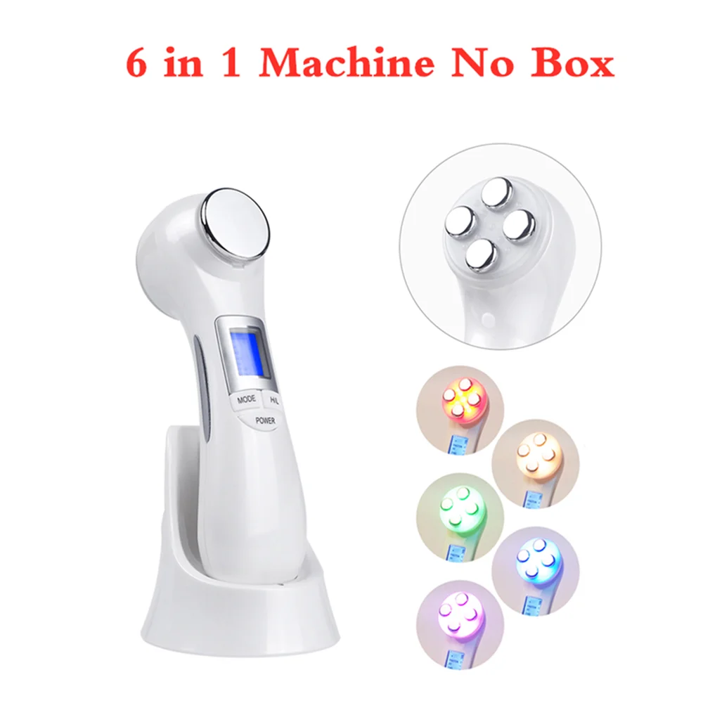 6 in 1 No Box 6 в 1 мезотерапия Электропорация радиочастотный светодиодный фотонный светильник для лица Массажер для лифтинга лица - Цвет: 6 in 1 No Box