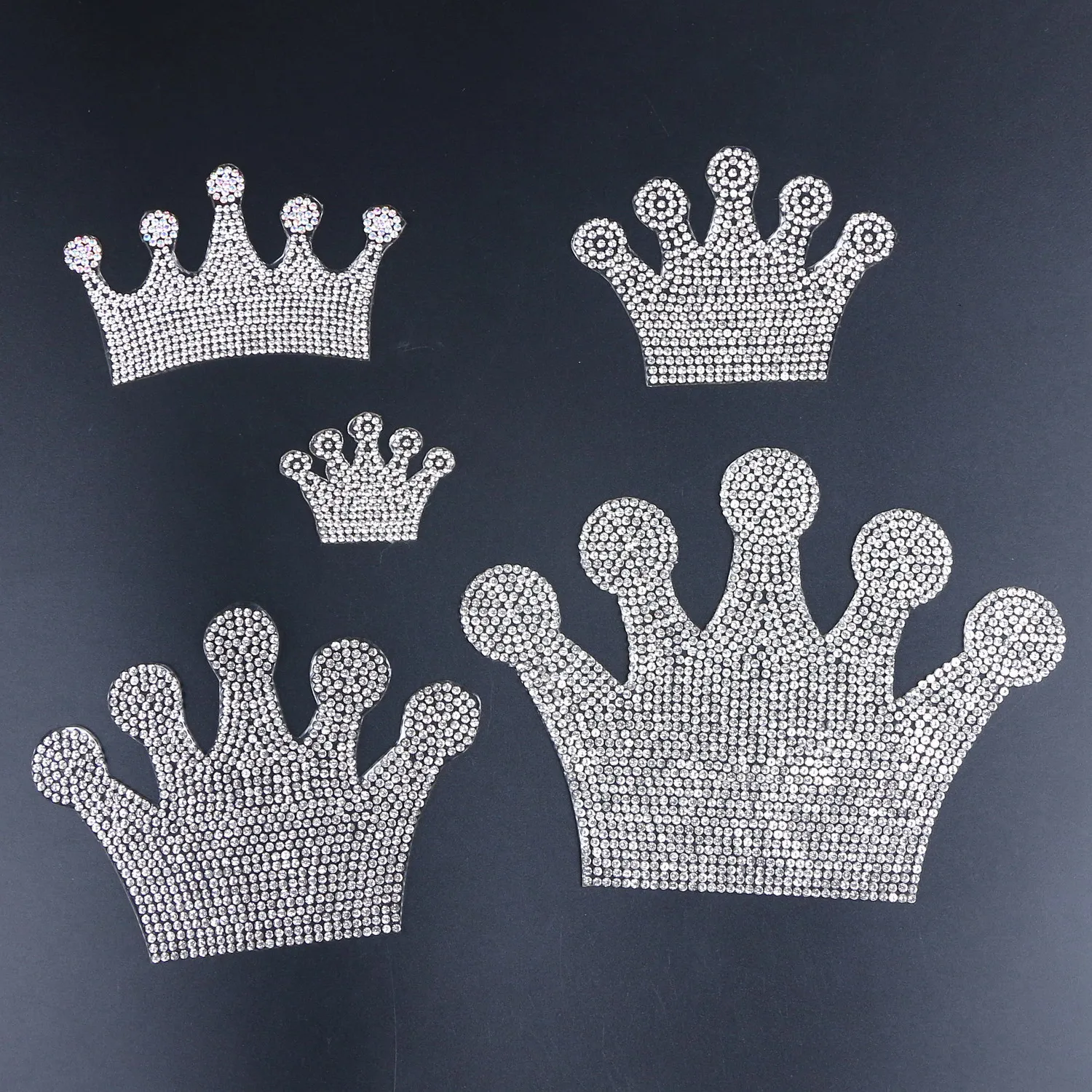 

new design hotfix crown patches Different sizes pattern clearly AB color used for handmade DIY accessory