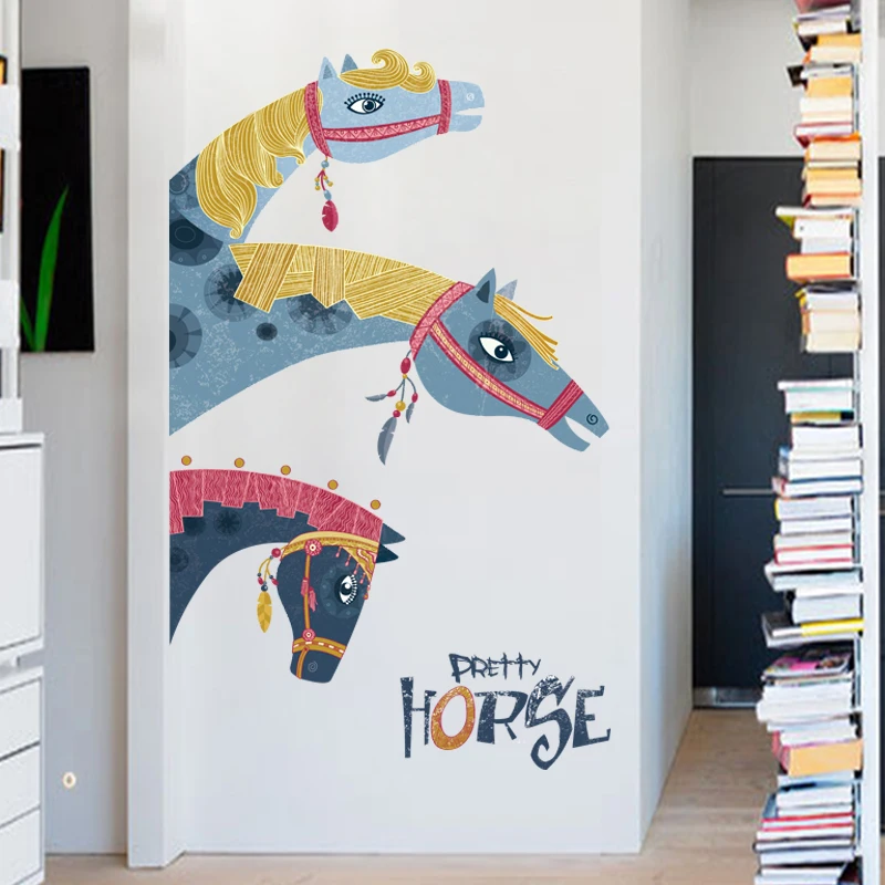 

Large Retro Horse Head Wall Sticker Creative Animals Wall Art Home Decor for Living Room Bedroom Kids Room Decals Self-adhesive