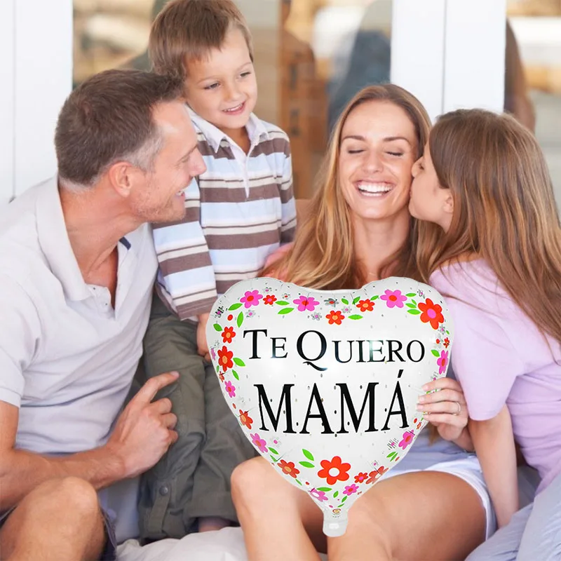 

5pcs/lot 18inch Spanish Mother Foil Balloons Happy Mother's Day Heart Helium Globos Mama Balloon Gifts Birthday Party Decoration