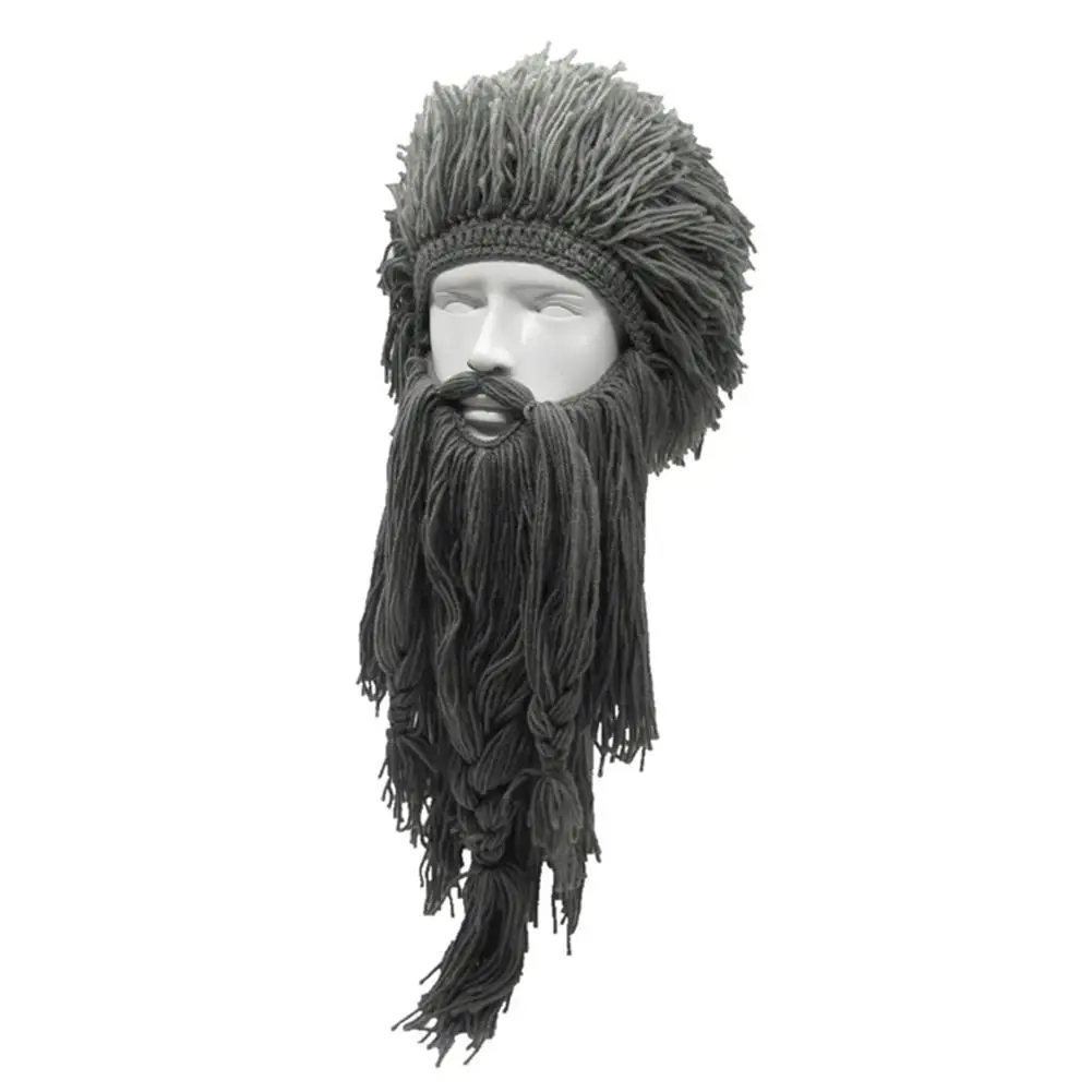 Съемная вязаная шапка с бородой Мужская цепь из нержавеющей стали на Хэллоуин