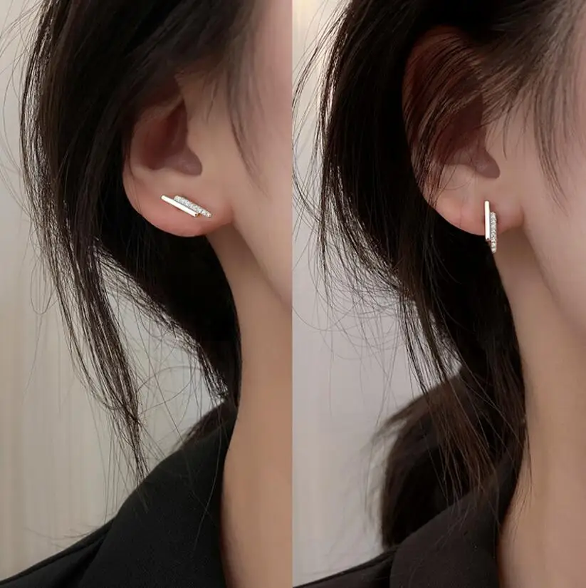 

Женские серьги-гвоздики в полоску, из серебра 925 пробы