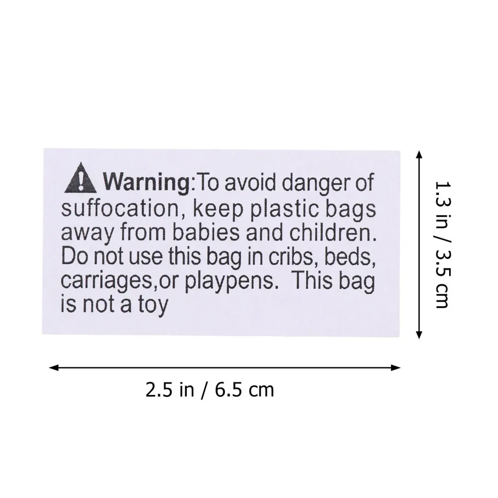 

1000pcs Rectangular Suffocation Warning Labels Choking Sign Warning Stickers
