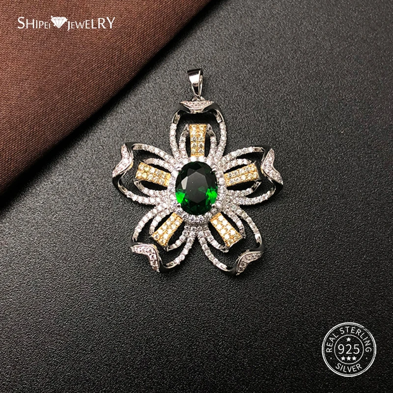 Женское колье с подвеской в виде рубинового цветка Shipei серебро 100% пробы желтый