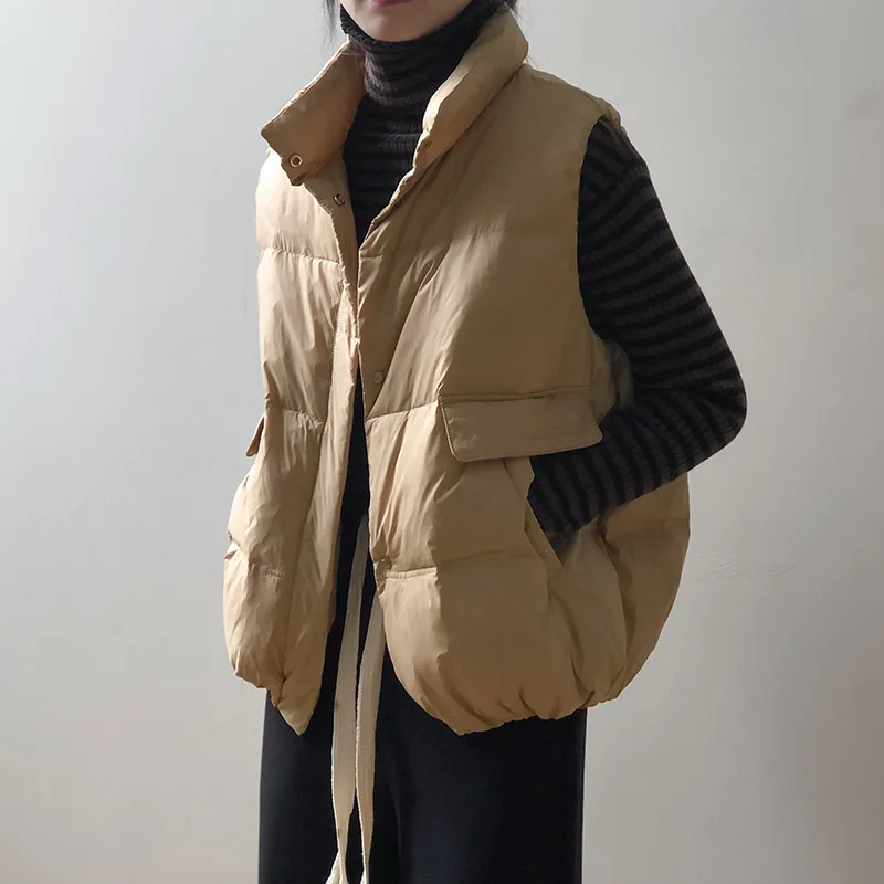 

Double white duck down down vest female 2021 winter new Korean version of small children fashion vest jacket 8902